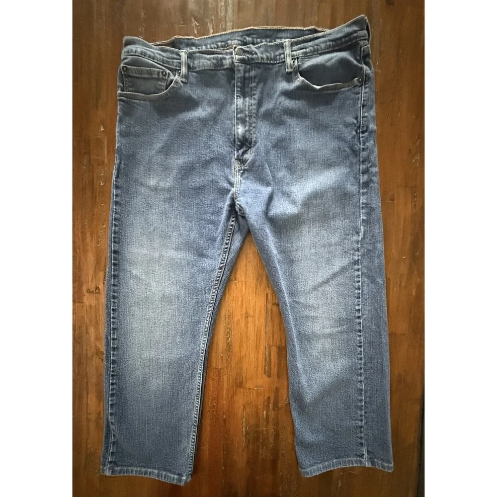 Levis 505 Jeans Mens 42x25 Blue Regular Fit Straight Leg Denim Hemmed